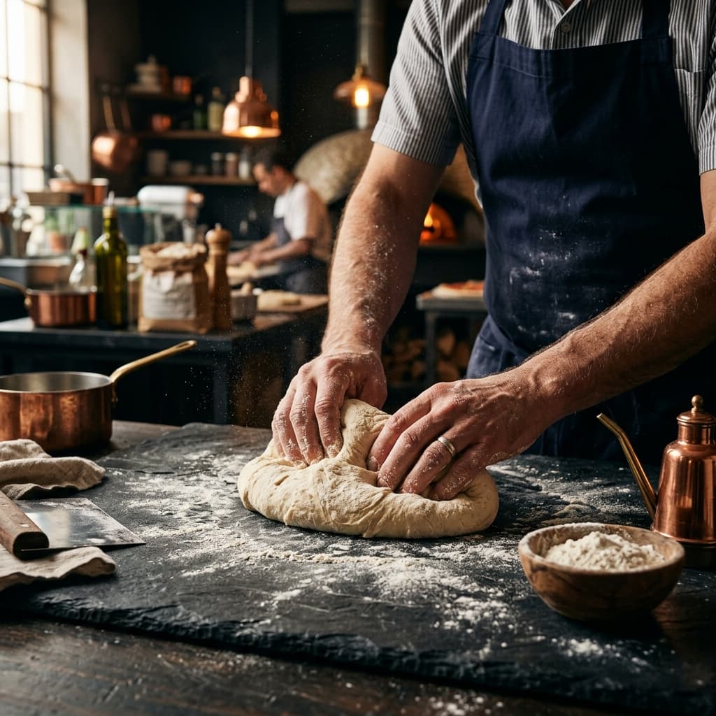 Pâte artisanale pétrie à la main